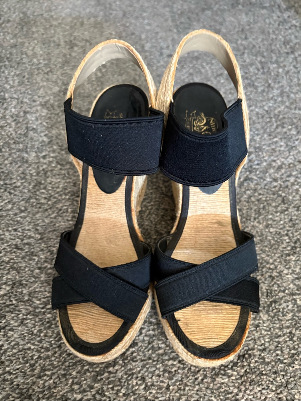 Nine West Black Wedge Espadrille Sandals
